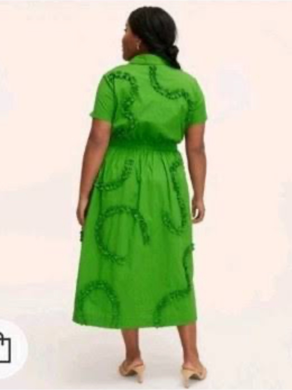 Green Ruffle-Trim Shirt Midi Dress - Picture 3 of 4
